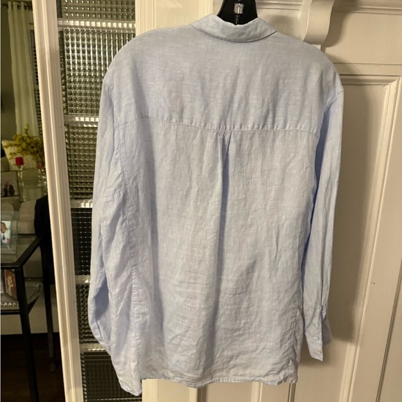 J.Mclaughlin LINEN Fallon Loose Fit Blouse Popover Women's Sz. Med Light Blue - Picture 3 of 11